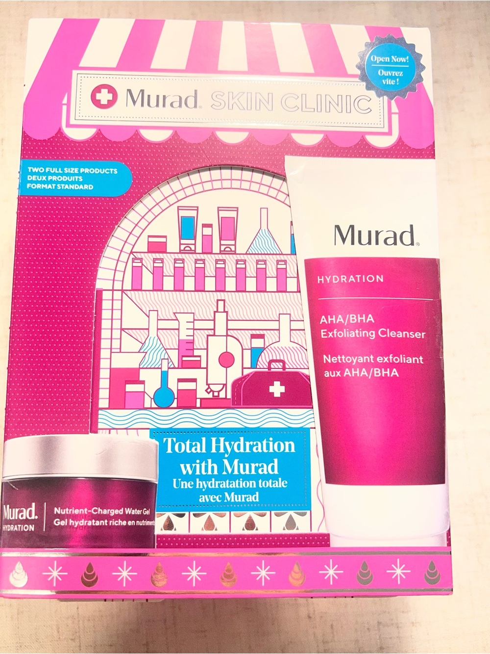 Murad Skin Clinic Total Hydration Set - 2 FULL SIZE (AHA/BHA Cleanser + Water Ge - Picture 1 of 5